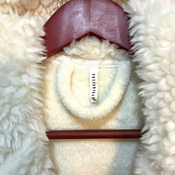Pottery Barn Midi Robe Creamy Sherpa Hoodie & Trim Unisex M/L P2P 22” - Picture 3 of 10